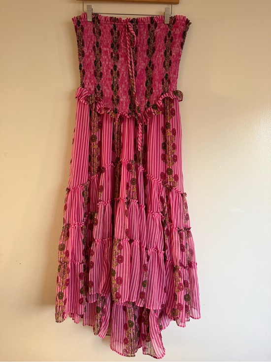 Free People Dresses & Skirts - Free People Hot Pink Tiered Smocked Midi Dress